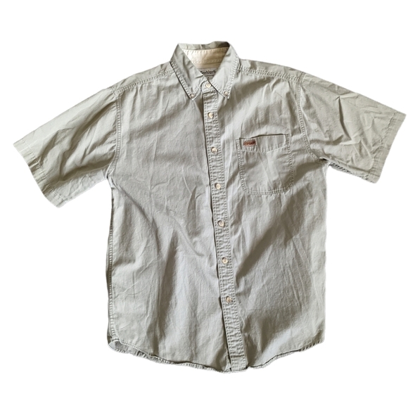 Carhartt Tan Cotton Canvas Short Sleeve Button Down Work Shirt Size M - Picture 6 of 8